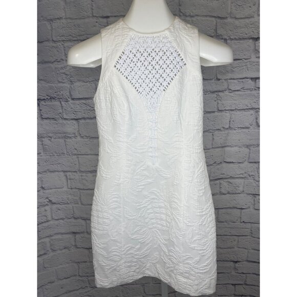 Lilly Pulitzer Keali Stretch Shift Dress Size 00 Resort White Pineapple Jacquard - Picture 2 of 10